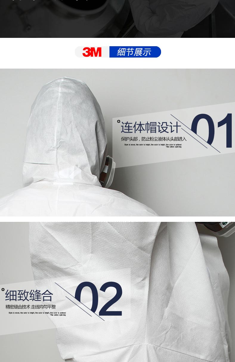 3M 4515白色帶帽連體防護(hù)服